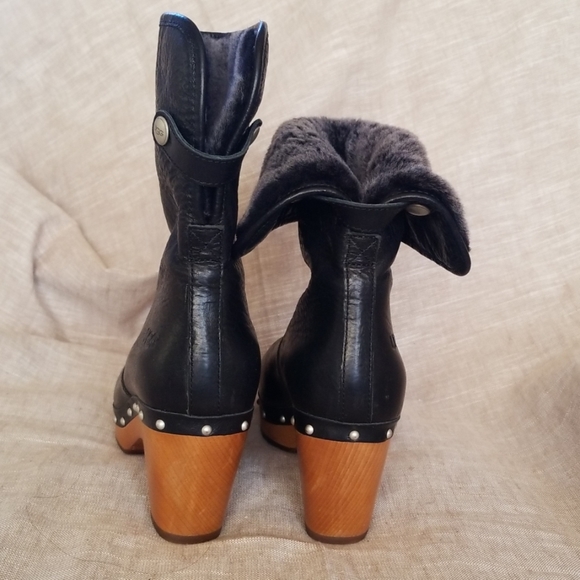 Black leather Ugg boots size 6 - Picture 2 of 4